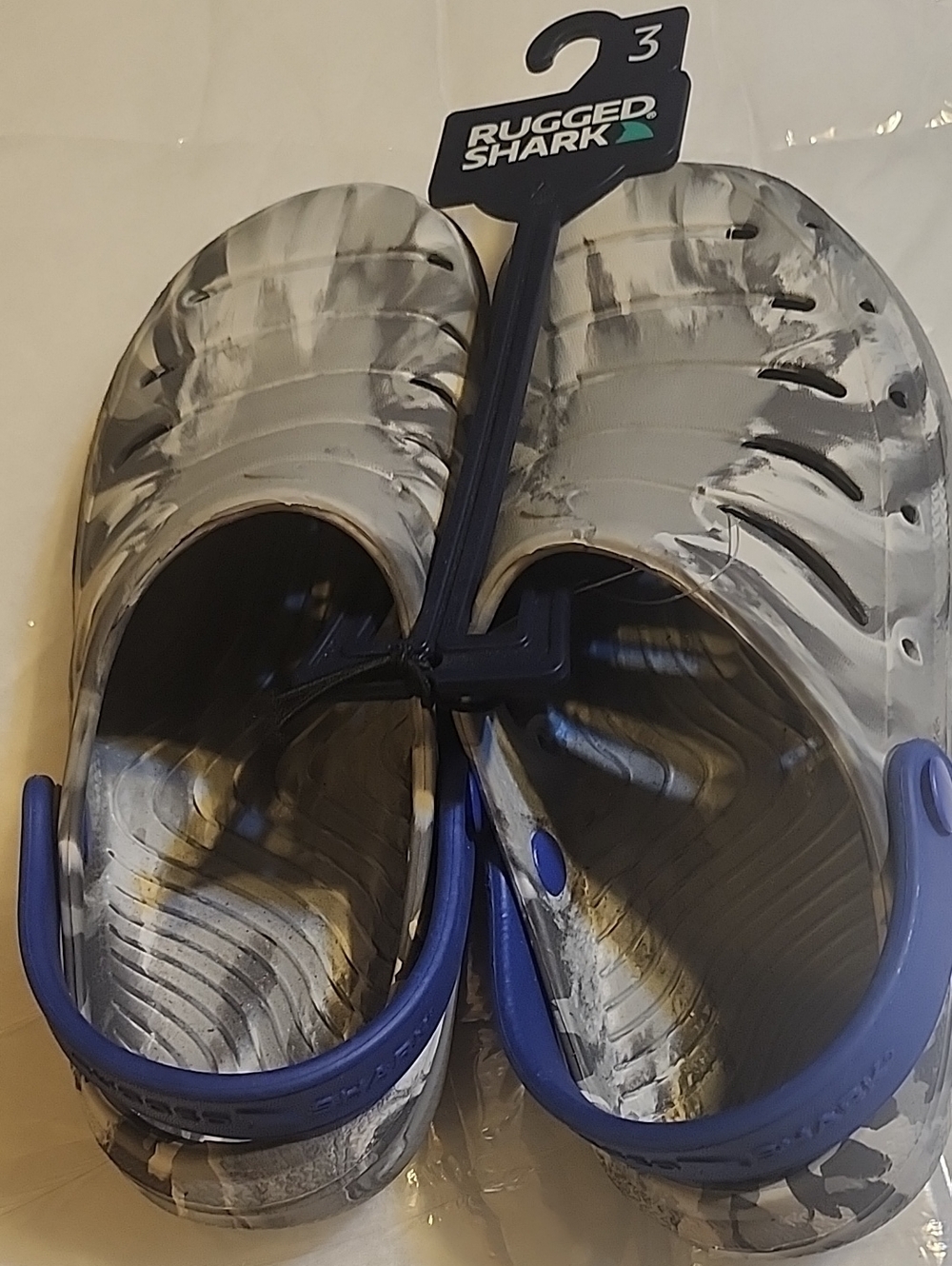 Rugged Shark Marble Print Slip-On Clogs
